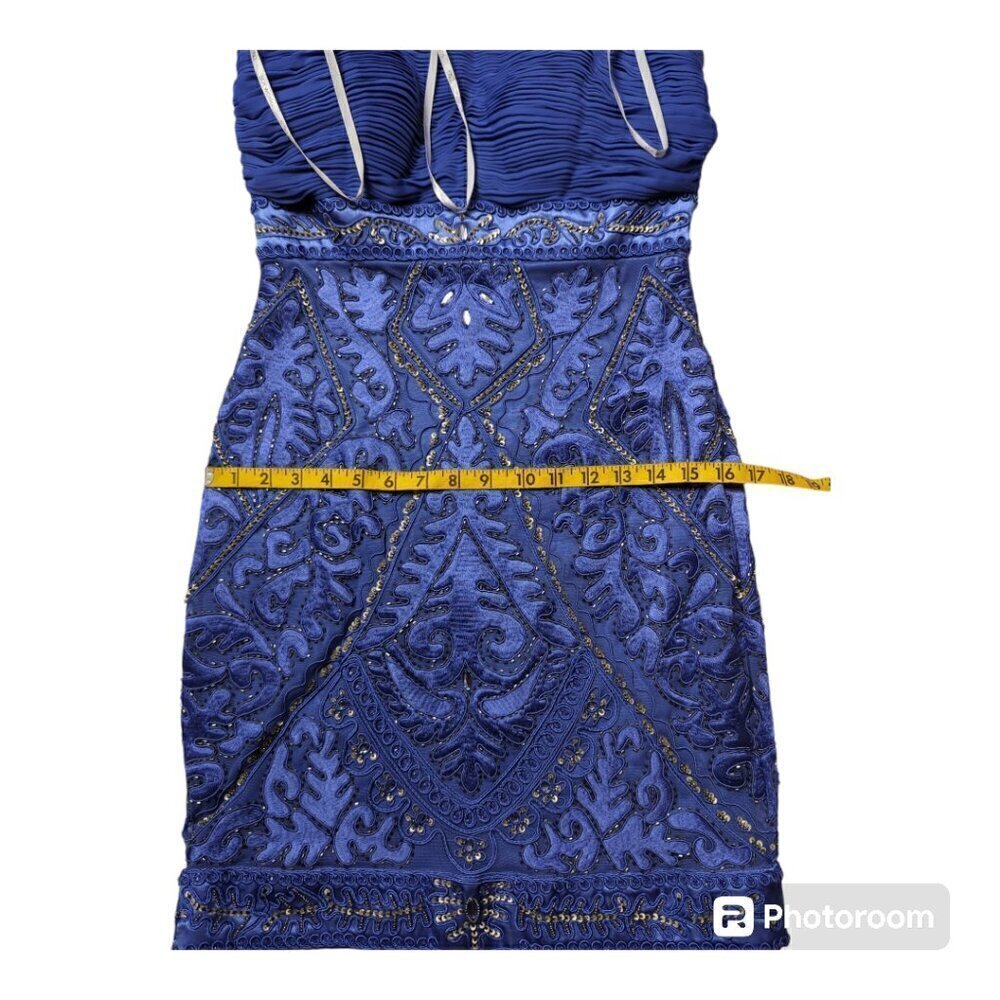 Sue Wong Nocturne Periwinkle Sequins Embellished Ruche Mini Dress Sz 6 - Picture 7 of 13